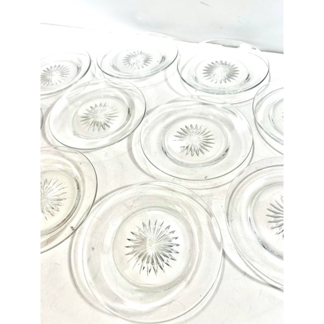1950s Vintage Heisey Crystal Starburst Dessert Plates, Set of 10 For Sale - Image 5 of 9