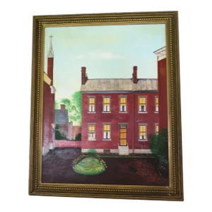 L.S.Lowry Style English Terraced House Acrylic Painting on Birch Board