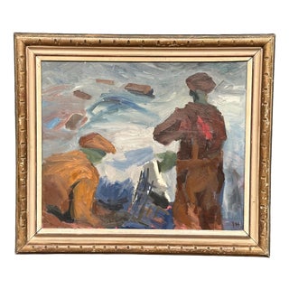 Ivar Hjertqvist, Figures, 1950s, Oil on Panel, Framed For Sale