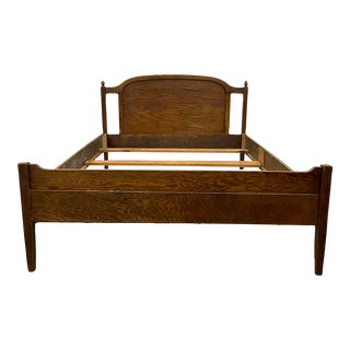 Antique Full Size Double Size Oak Colonial Style Low Poster Bed For Sale