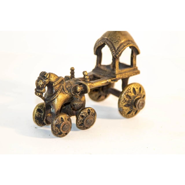 Antique Hindu Bronze Temple Horse and Chariot Statue Toy on Wheels India For Sale - Image 11 of 12
