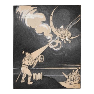 Gabriele Galantara - Shoot Missiles - Ink and Watercolor - 1910s For Sale