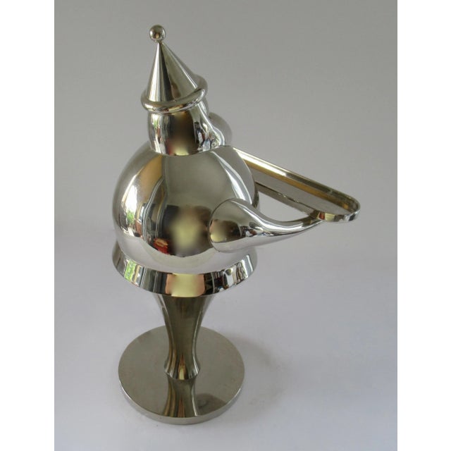 Large Pottery Barn Santa Baby Silver Art Deco Style Vintage Christmas Collectible Candle Holder For Sale In West Palm - Image 6 of 13