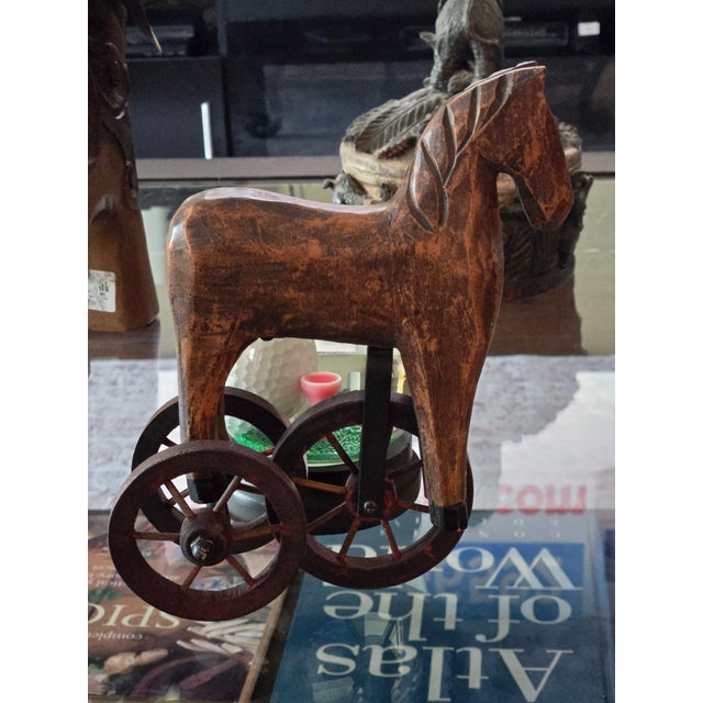 A beautiful piece of American Folk Art. Hand carved horse from late 1800's early 1900's. This was big for people could not...
