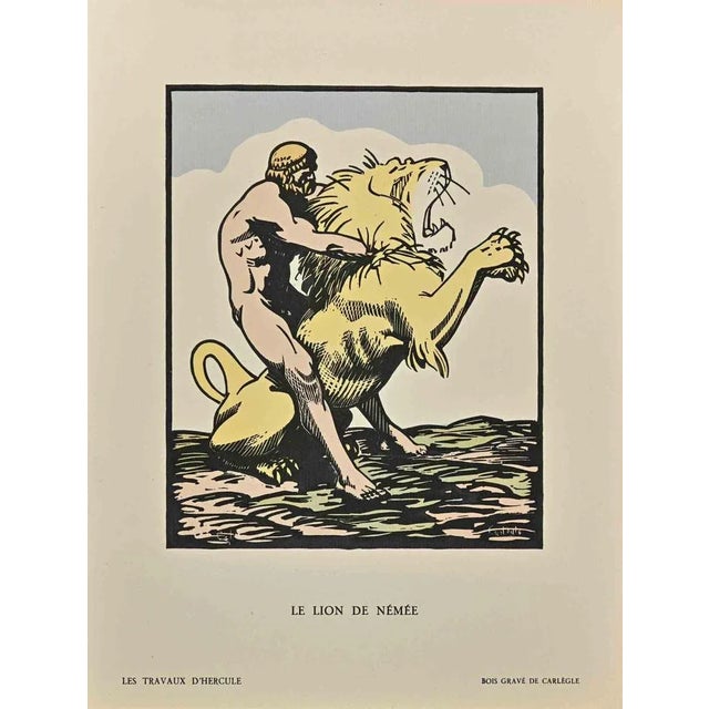 Le Lion De Némée is a Woodcut Print realized by Carlègle (Charles Emile Egli, 30 March 1877 – 11 January 1937). Limited...