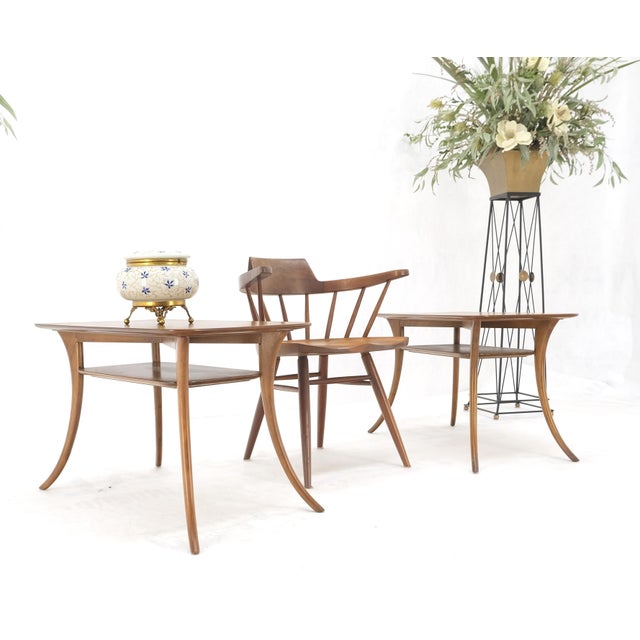 Mid 20th Century Pair of Rectangle Light Walnut Klismos End Side Tables by Gibings for Widdicomb For Sale - Image 13 of 13