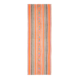 1970s Vintage Turkish Oushak Handmade Wool Cotton Orange Runner Rug For Sale