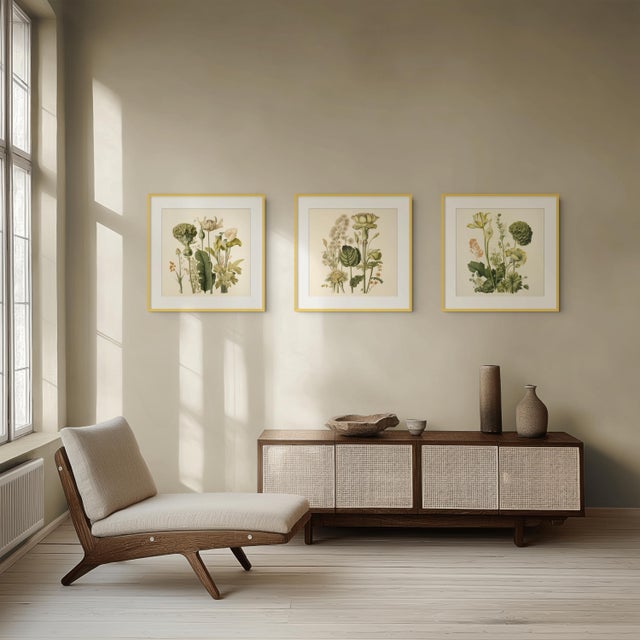 Vintage Botanical Garden Study No. 12 | Botanical Wall Art in Dark Green & Cream For Sale - Image 4 of 4