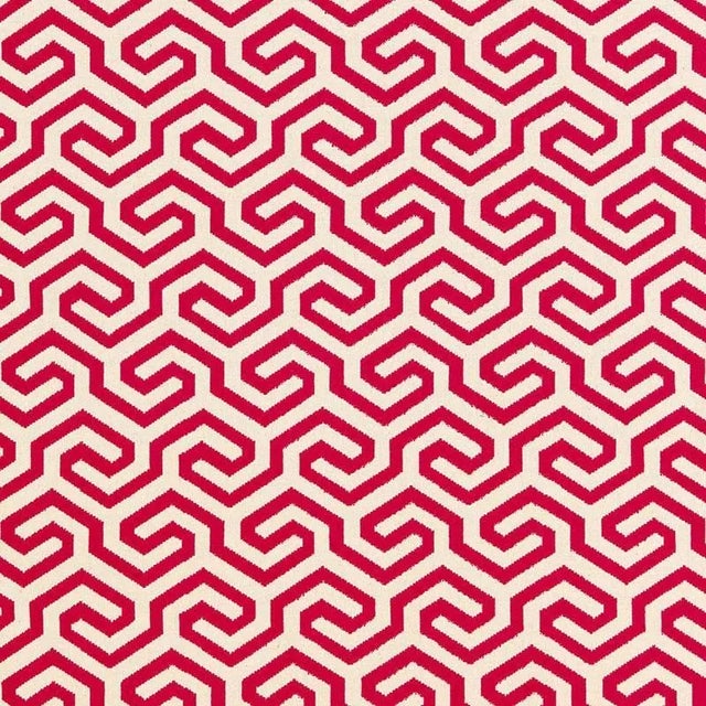 Sample - Schumacher Ming Fret Fabric in Cerise For Sale