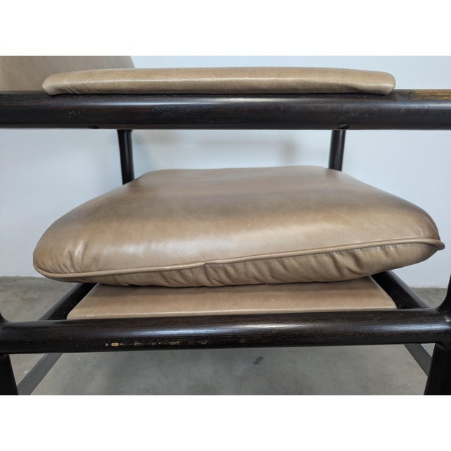 Tan 1950s Ebonized Mid Century Modern Armchair by Edward Wormley for Dunbar For Sale - Image 8 of 11