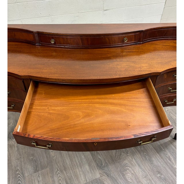 Vintage Federal Georgian George III Hepplewhite Style Mahogany Writing Desk For Sale - Image 16 of 17