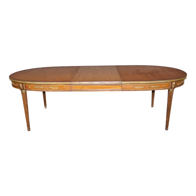French Louis XVI Style Brass Mounted Dining Table Attributed to Maison Jansen For Sale