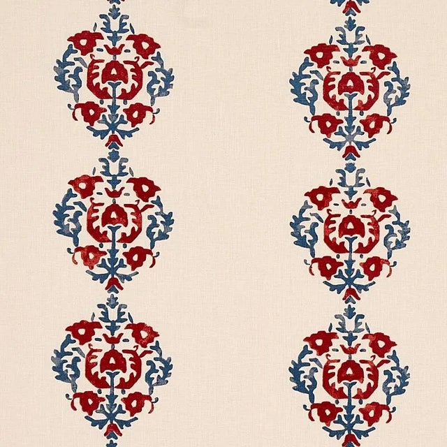 Schumacher Sample - Schumacher Constantine Fabric in Red & Blue For Sale - Image 4 of 4