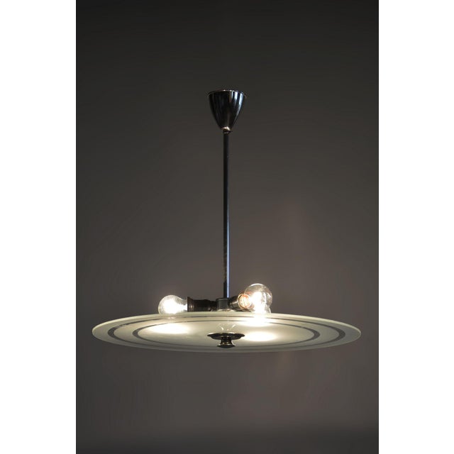 Silver Czech Bauhaus Pendant in Chrome-Plated Steel and Milk Glass, 1930s For Sale - Image 8 of 10