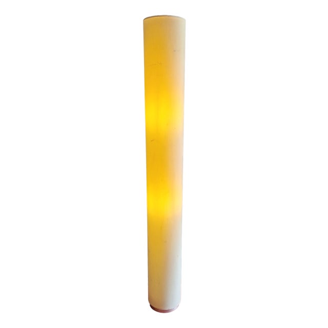 Vintage Floor Lamp with Cylindrical White Fabric Shade, 1930s For Sale