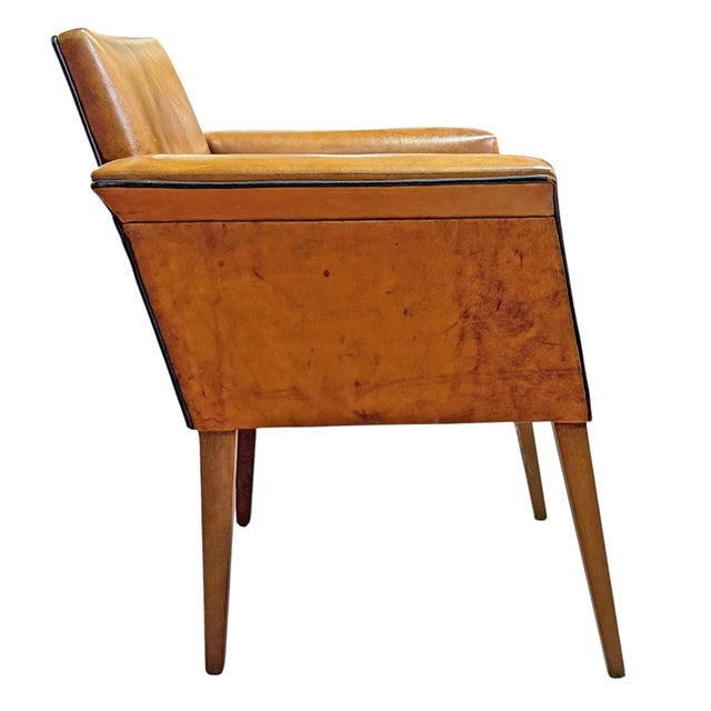 Burnt Orange Set of Four Leather Dining Chairs by Bart Van Bekhoven For Sale - Image 8 of 18