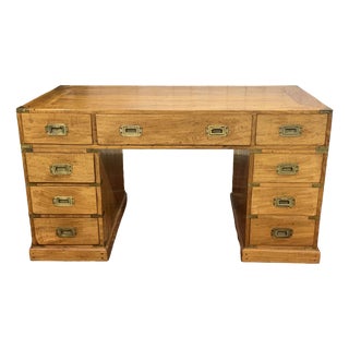 Indian Marine Flat-Top Desk in Mahogany, 1980s For Sale