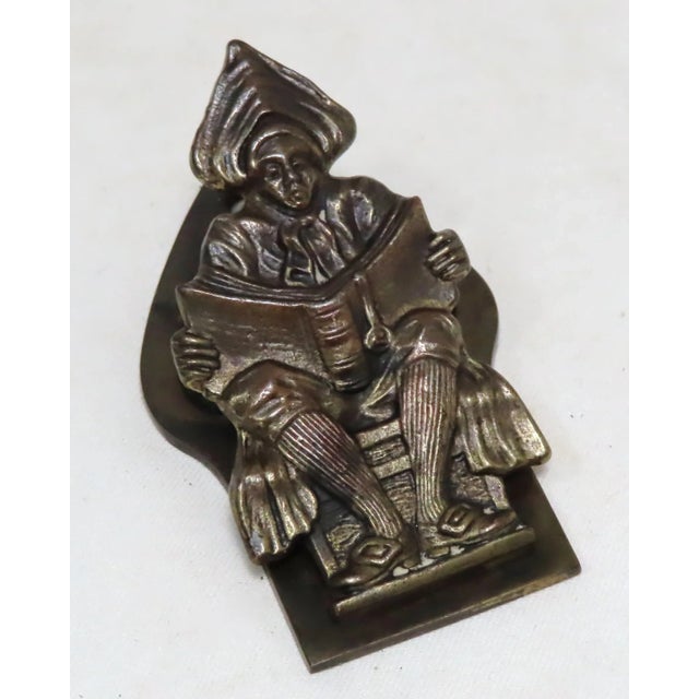 Antique Cast Iron Library Scholar Desk Message Clip For Sale In Boston - Image 6 of 13