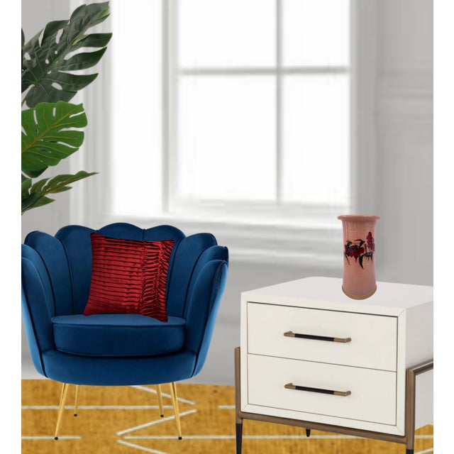 Vintage Pottey Cylinder Vase Floral Motif For Sale - Image 14 of 17