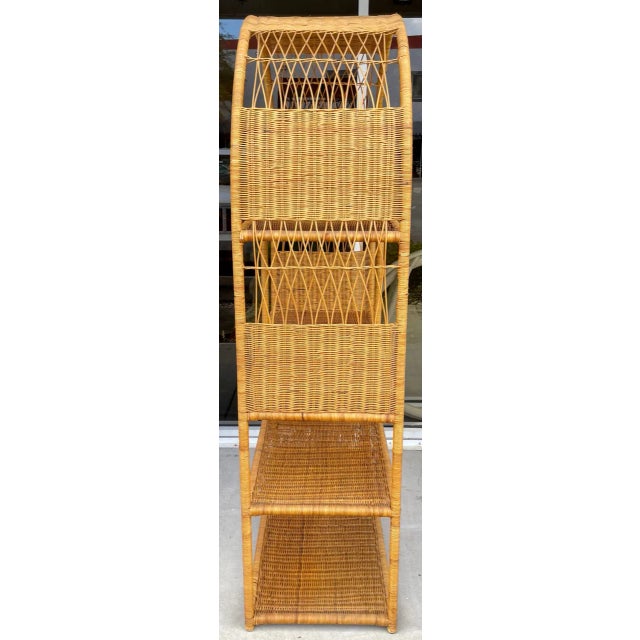 Postmodern Large Double Arch Rattan Etagere From 80's For Sale - Image 3 of 9
