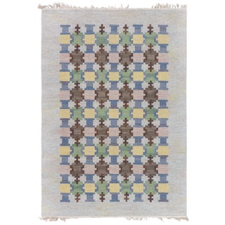 Mid-Century Scandinavian Flatweave Rug Designed By Judith Johansson "Spise Hall" For Sale