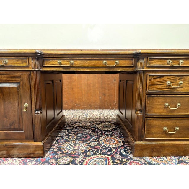 English Chesterfield Desk with Brown Leather For Sale - Image 10 of 18