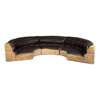 Italian Modern Bogo Modular Sofa in Brown Leather by Carlo Bartoli for Rossi di Albizzate, 1970s, Set of 3 For Sale