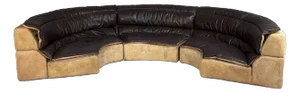 Italian Modern Bogo Modular Sofa in Brown Leather by Carlo Bartoli for Rossi di Albizzate, 1970s, Set of 3