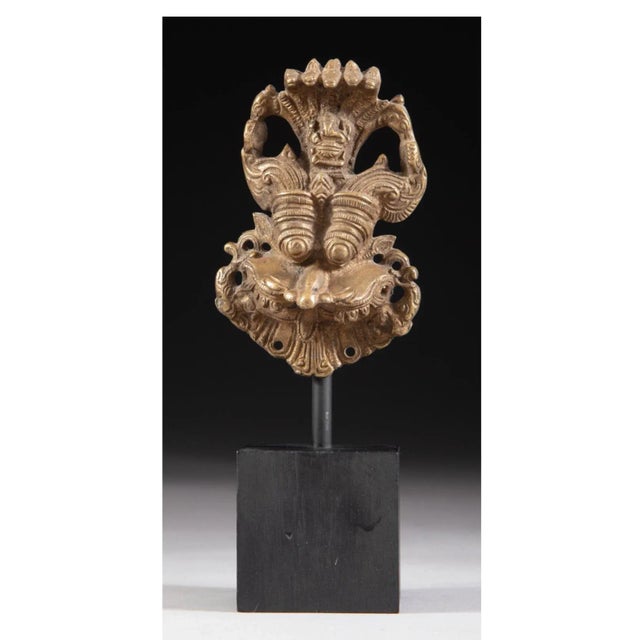 Mid Century Yali Kirtimukha Brass Dragon Face Temple Guardian Ganesha Hindu Metal Antique Indian India For Sale - Image 12 of 12