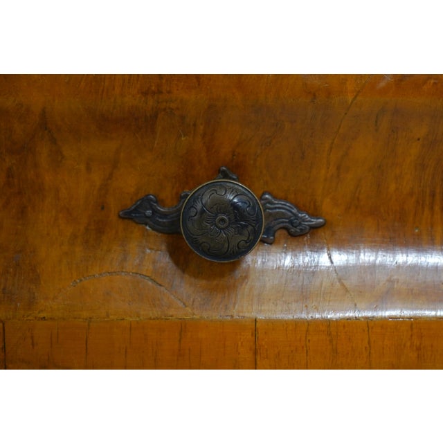 Brown Italian Marquetry Inlaid Bombe Commode Chest For Sale - Image 8 of 18