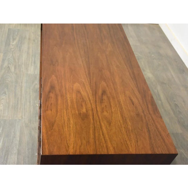 Wood Refinished Walnut Low Tv Console Credenza For Sale - Image 7 of 10