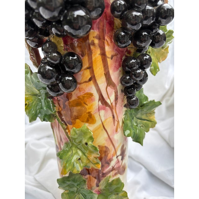 Classic Trio of Vintage 1960s Italian Barbotine Majolica Vases Visceral Composition For Sale - Image 11 of 17