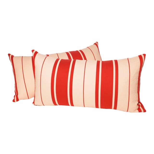 Red & White Stripe Lumbar Pillows A Pair Chairish