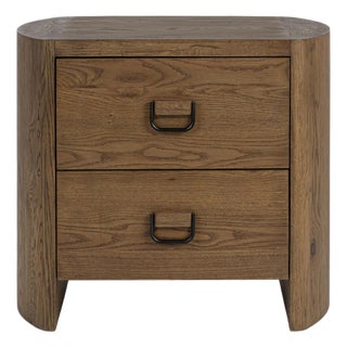 Modern Farmhouse Rounded Oak Nightstand For Sale