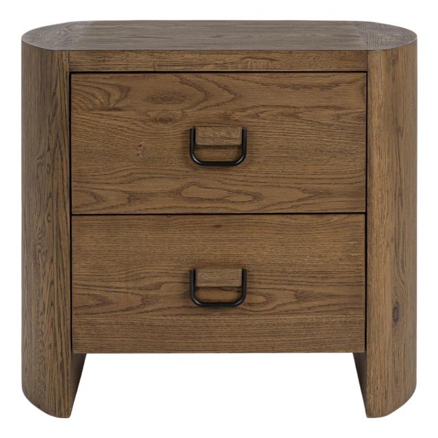 Modern Farmhouse Rounded Oak Nightstand For Sale