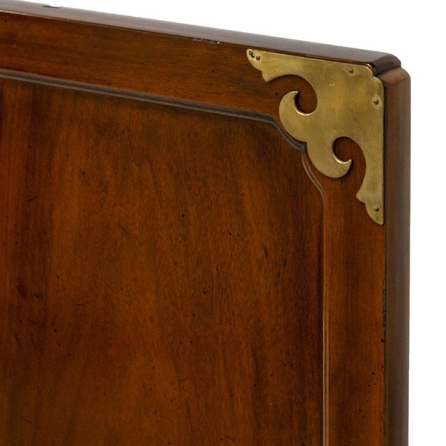 Henredon Vintage Henredon "Regiment" Campaign King Size Walnut Headboard For Sale - Image 4 of 5