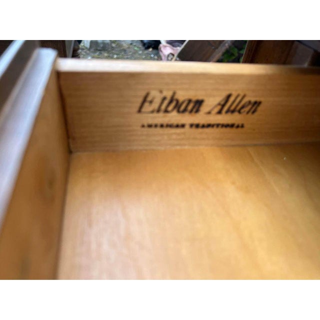 Vintage Ethan Allen Pair of Traditional Style Solid Wood 2 Tier Nightstands Bed Side Tables. For Sale - Image 9 of 12