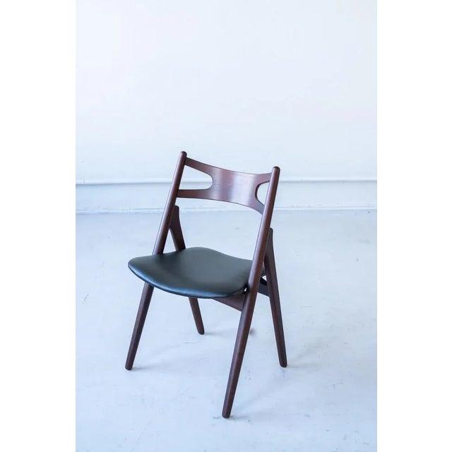 Wood Chair attributed to Hans J. Wegner for Carl Hansen & Son, 1950s For Sale - Image 7 of 7