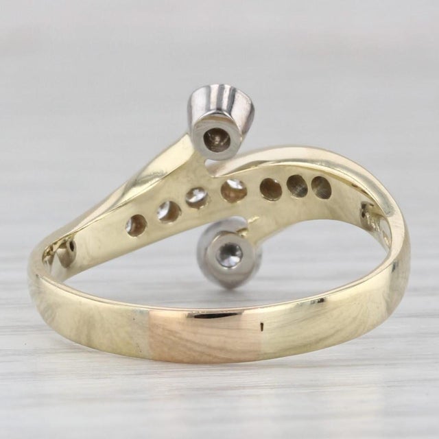 2010s 0.33ctw Diamond Bypass Ring 14k Yellow Gold Size 9 Contoured, Size 9 For Sale - Image 5 of 7