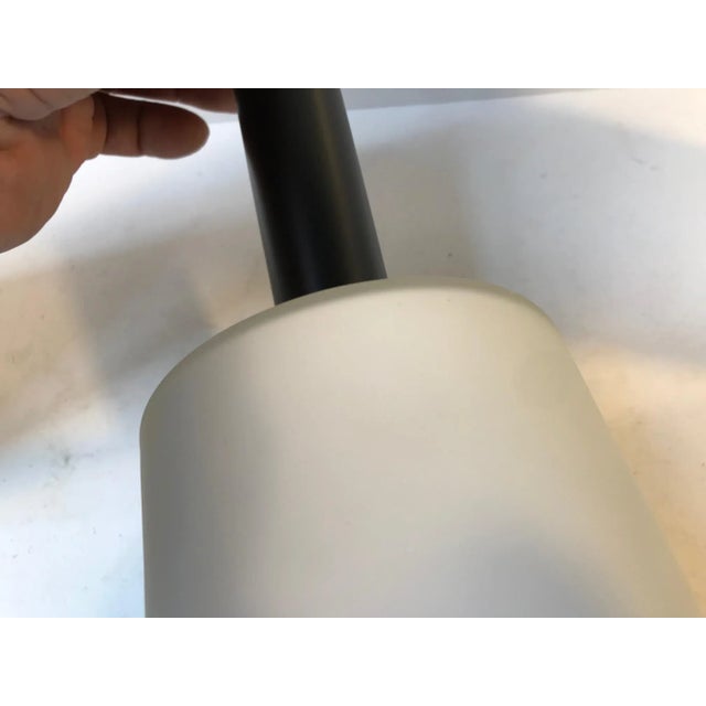 Vintage Black & White Cylindrical Pendant Lamps from Lyfa, Set of 3 For Sale - Image 7 of 10