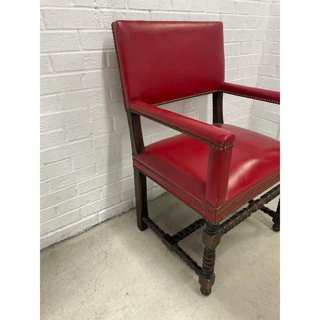 Antique British Colonial Red Accent Chair For Sale - Image 4 of 7