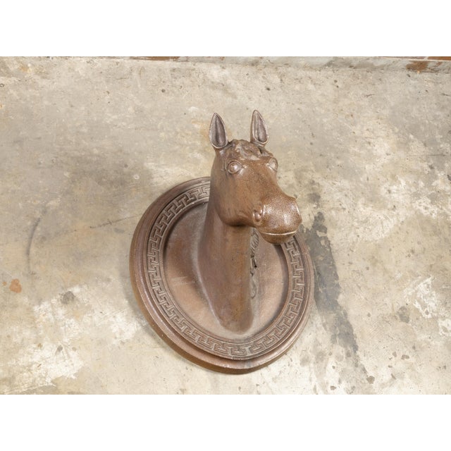 Victorian English Victorian 19th Century Terracotta Horse Head with Greek Key Frieze For Sale - Image 3 of 9