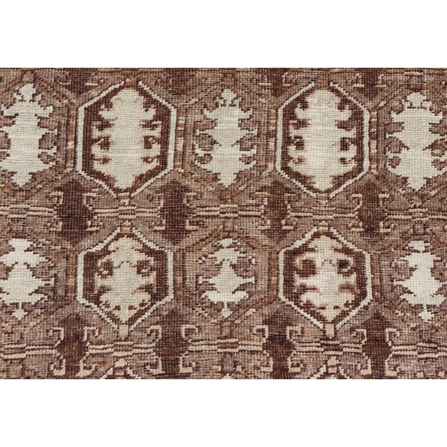 Textile Mid 20th Century Antique Turkish Rug With Organic Motifs in Brown Taupe and Earth Tone Colors For Sale - Image 7 of 12