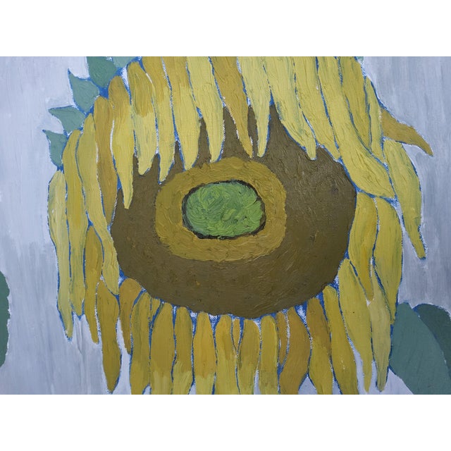 1960s Swedish Mid Century Modern Oil Painting of Sunflowers by Brita Streijffert For Sale - Image 4 of 18