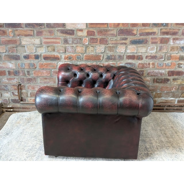 Maroon Chesterfield Club Chair in Leather For Sale - Image 8 of 14