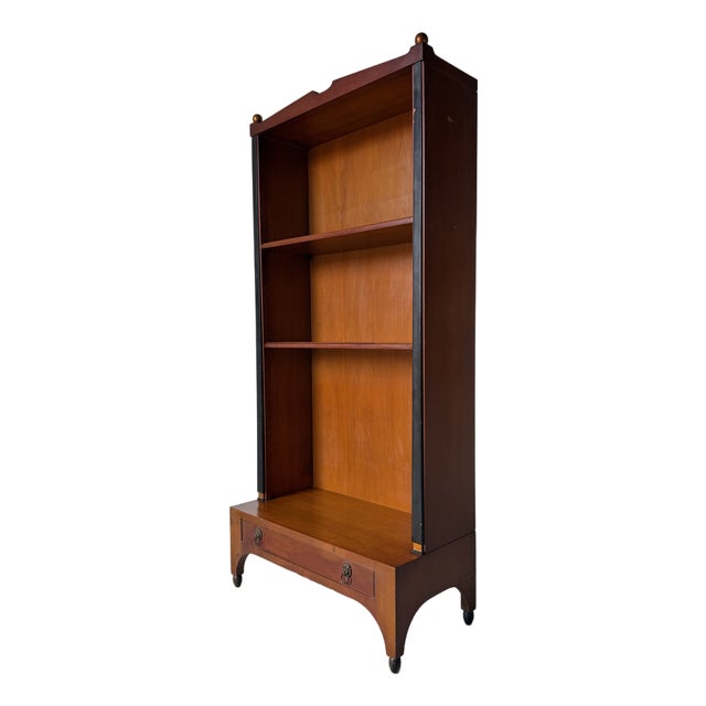 1960s Hollywood Regency Baker-Style One-Drawer Bookcase With Adjustable Shelves For Sale