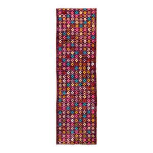 Modern Afghan Gabbeh Handmade Purple Geometric Wool Runner