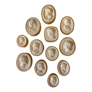 Antique Italian Grand Tour Plaster Intaglios of Roman Emperors & Classical Figures - Set of 12 (Group #12) For Sale