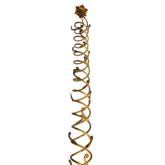 Mid-Century Modern Italian Mid Century Art Nouveau Forged Wrought Iron and Gold Gilt Chandelier For Sale - Image 3 of 8