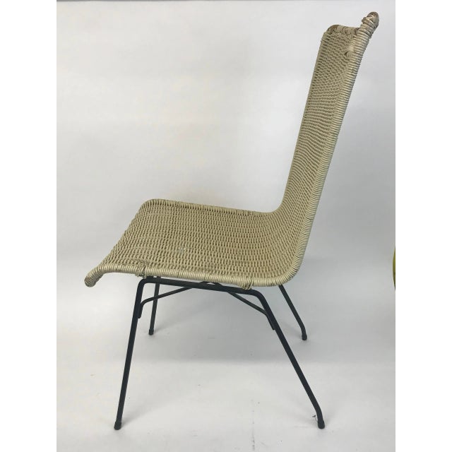 Mid-Century Modern 1950s Salterini Style Wicker and Iron Side Chair For Sale - Image 3 of 7